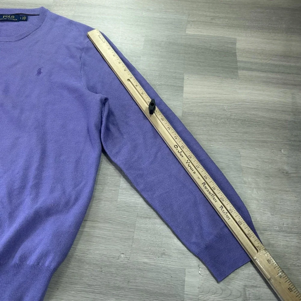 Polo Ralph Lauren Sweater Mens Large Purple Merino Wool Crewneck Knit Pullover